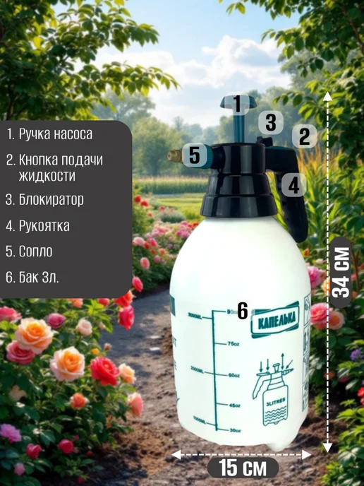 Опрыскиватель Пневматический садовый помповый, 1шт по 3л, 3 л, фото 5
