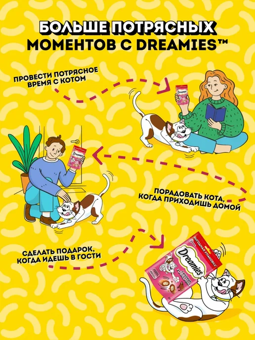 DREAMIES Лакомство для кошек подушечки с добавлением говядины 140г, 140 г, фото 5