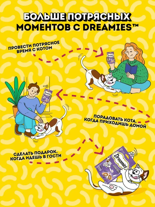 DREAMIES Лакомство для кошек подушечки с молоком 8шт по 60г, 8 шт, 60 г, фото 5