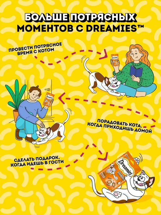 DREAMIES Лакомство для кошек подушечки с курицей 8шт по 60г, 8 шт, 60 г, фото 5