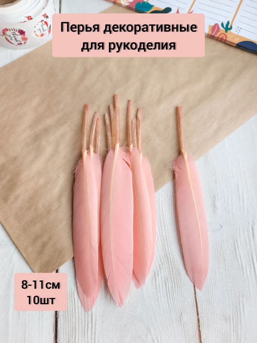 Перья утки декоративные для рукоделия и творчества 10шт.
