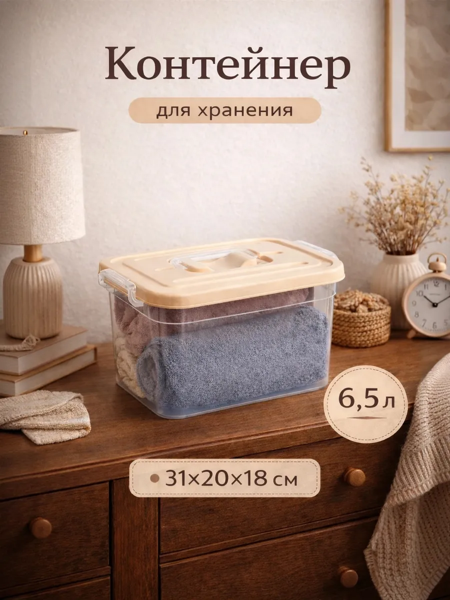 Контейнер для хранения с крышкой 6.5 л пластиковый
