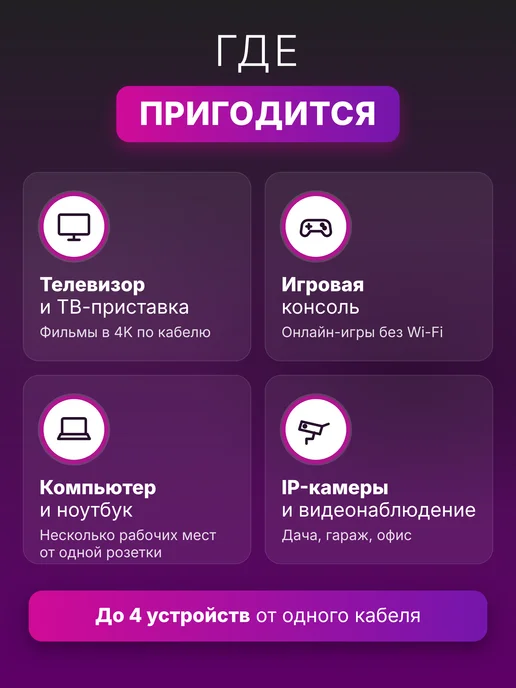 egghead Разветвитель интернет кабеля RJ45 на 4 порта 1000 Мбит с, черный, фото 4