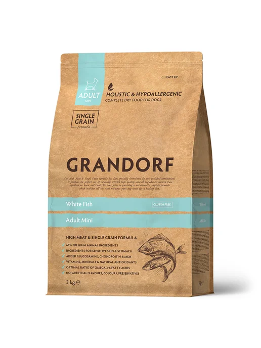 Сухой корм Grandorf' Белая для собак, мелкие, рыба, 3 кг