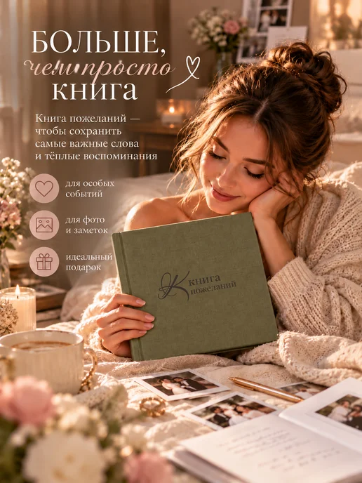Sokoloff Decor & Interior Книга пожеланий на свадьбу гостевая, зеленый, фото 2