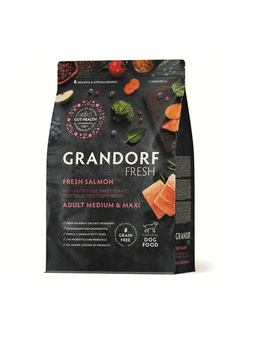 Сухой корм Grandorf' Батат для собак, крупные, средние, лосось, 3 кг