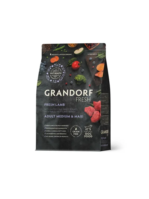 Сухой корм Grandorf' Батат для собак, крупные, средние, ягненок, 3 кг