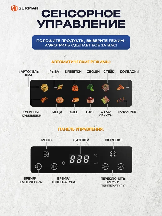 GURMAN Аэрогриль электрический для дома 6,5 л, 6,5 л, фото 4