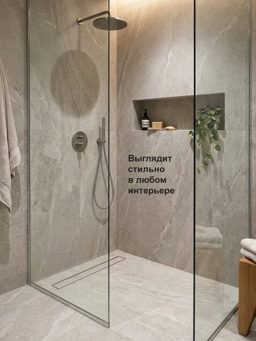 Трап линейный 400 мм пластик с решеткой нержавейка AISI 304, серый, фото 5
