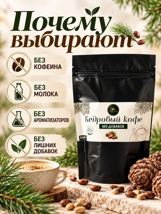 Энергия Леса Кедровый кофе без сахара без кофеина молотый, вариант, фото 2