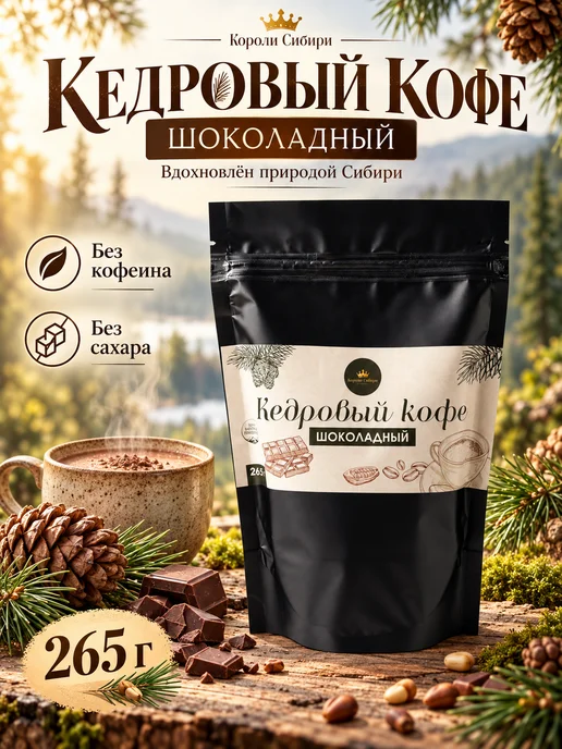 Энергия Леса Кедровый кофе Шоколадный без кофеина быстрого заваривания, вариант