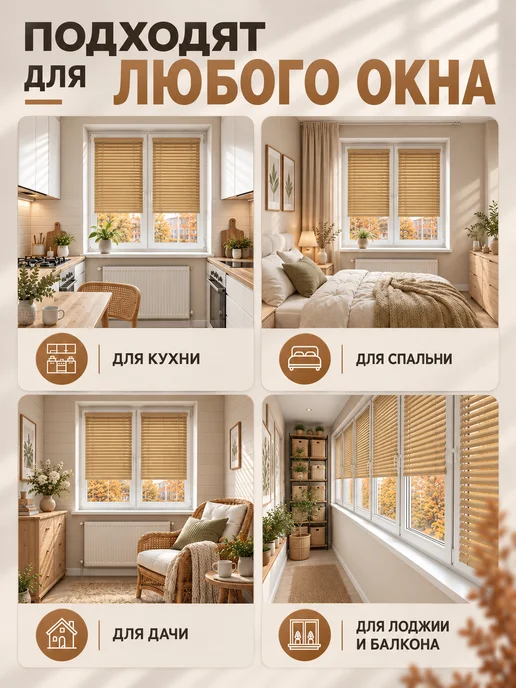 Sola Жалюзи на окна пластиковые 50 на 160 под дерево, бежевый, фото 4