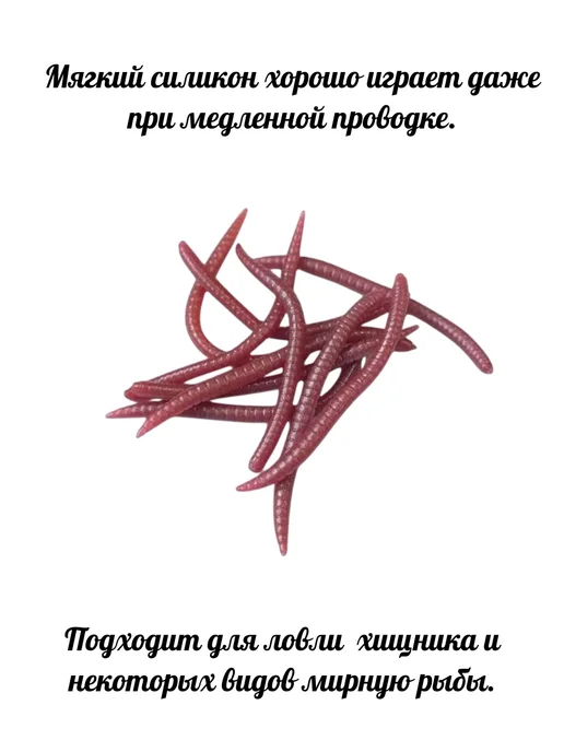 Рыболовная силиконовая приманка Червь 10 шт, 10 шт, фото 4