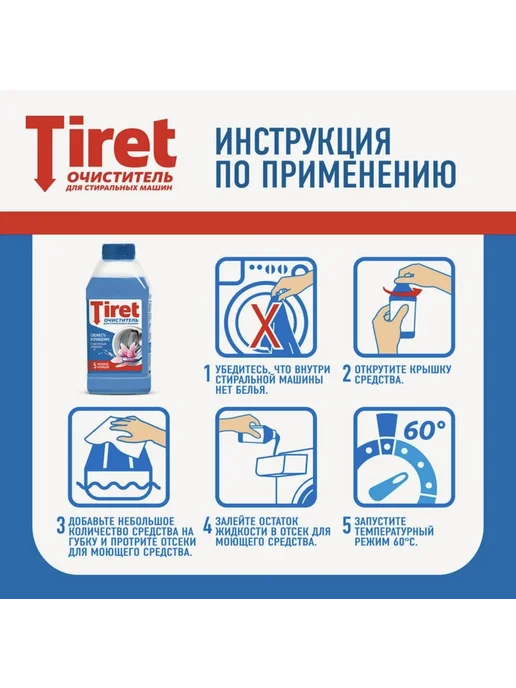 Тирет - Очиститель от накипи для стиральных машин 1шт, 250 мл, фото 6