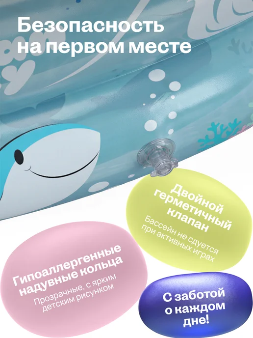 Бассейн надувной детский круглый 114х25 см, 114x25 см, фото 7