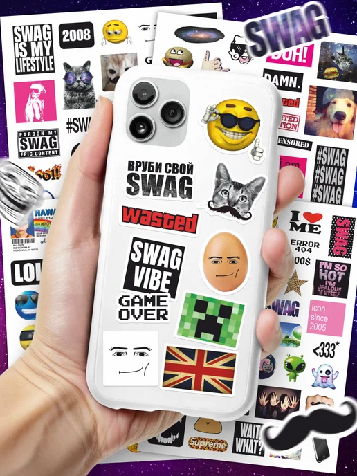 TM. Творческая мастерская Наклейки, на телефон эстетика 2к16 swag, белый, фото 3
