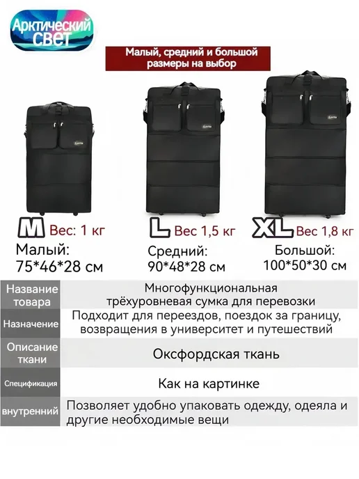 Чемодан-сумка на колесах, черный, фото 4