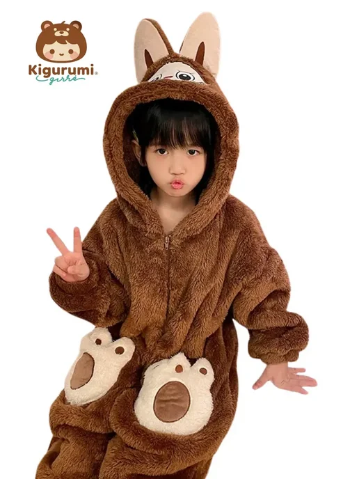 KigiRu кигуруми лабубу для детский пижама 90-140cm, коричневый, фото 3