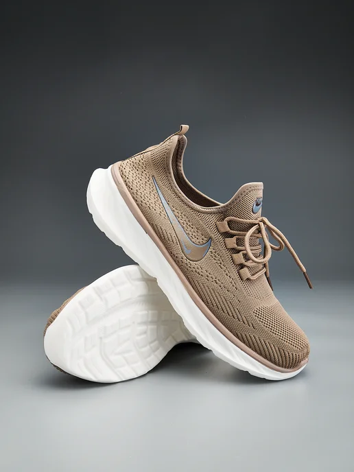 Nike Кроссовки легкие текстильные летние, бежевый, фото 5