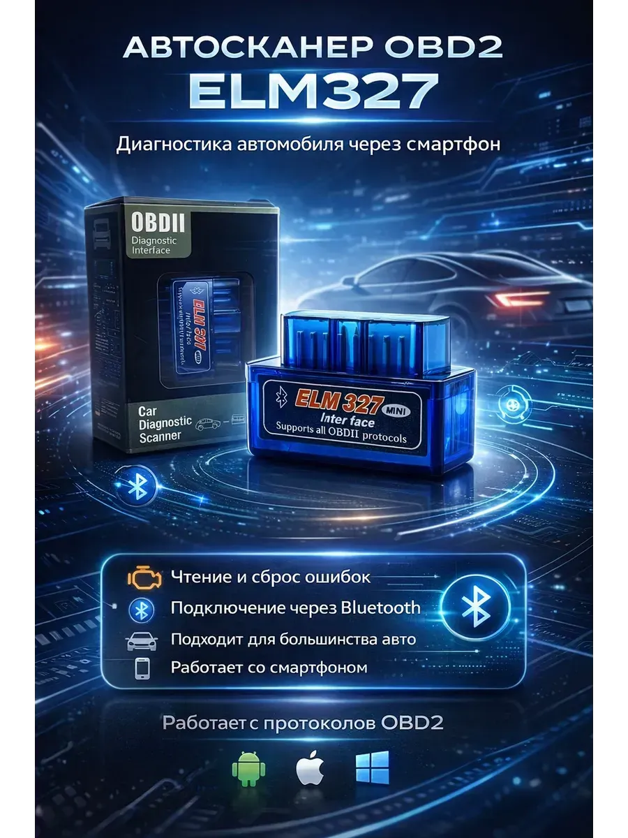 Автосканер для диагностики автомобиля Обд2 сканер