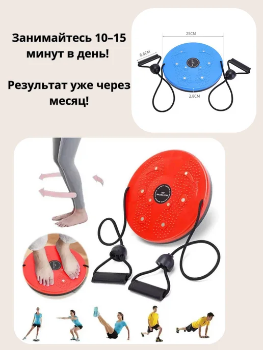 LI4 Спортивный диск напольный для талии и живота вращающийся, синий, фото 3