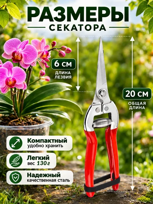 Ножницы садовые инструмент для сада огорода, красный, фото 3