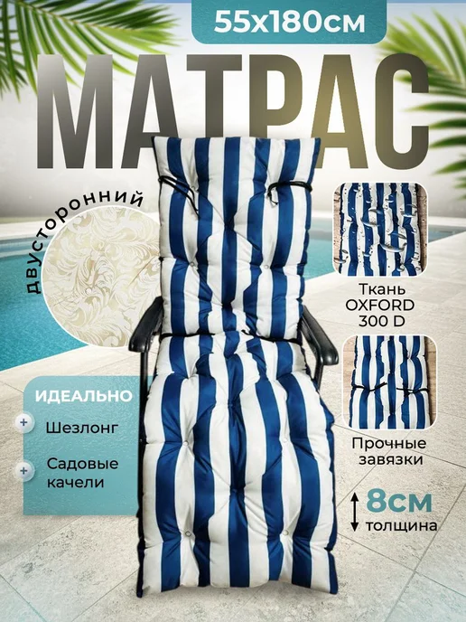 Матрас для шезлонга 55х180см, синий