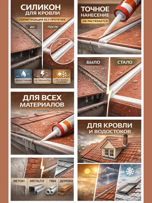 KUDO Герметик для крыши, 280мл, Прозрачный,шт 1, 280 мл, коричневый, фото 4