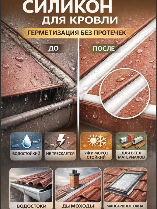 KUDO Герметик для крыши, 280мл, Прозрачный,шт 1, 280 мл, черный, фото 2