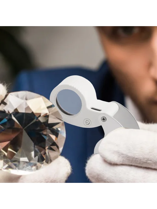 Лупа для ювелиров 60X с LED, складная, карманная, вариант, фото 3