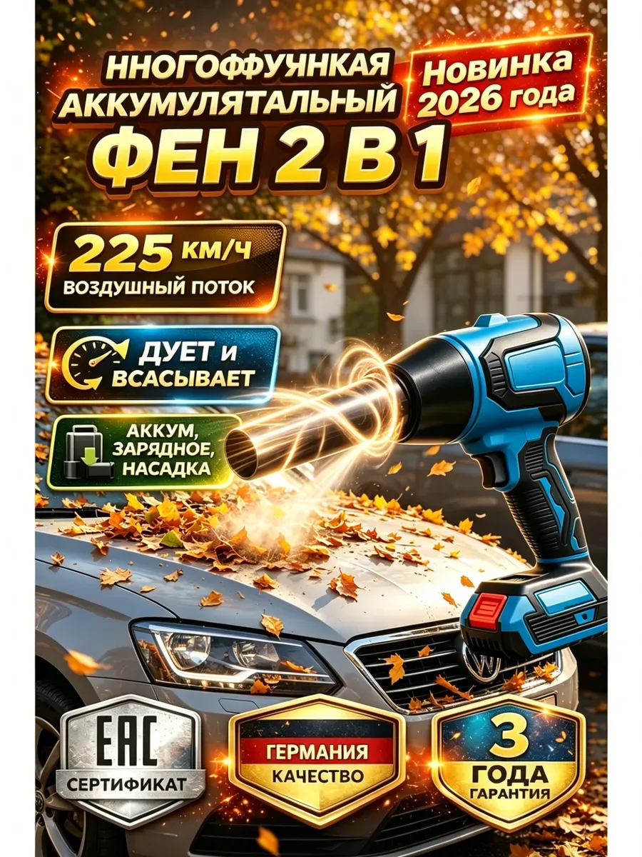 фен аккумуляторный автомобильный ручной
