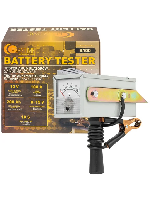FORSTIME Тестер аккумуляторных батарей аналоговый (12V, 100А), черный, фото 5