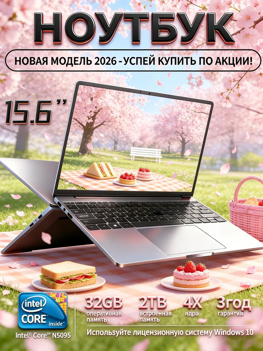 2ТБ 32ГБ Ноутбук для студентов премиальный Intel SSD 966429948 купить в интернет‑магазине Wildberries