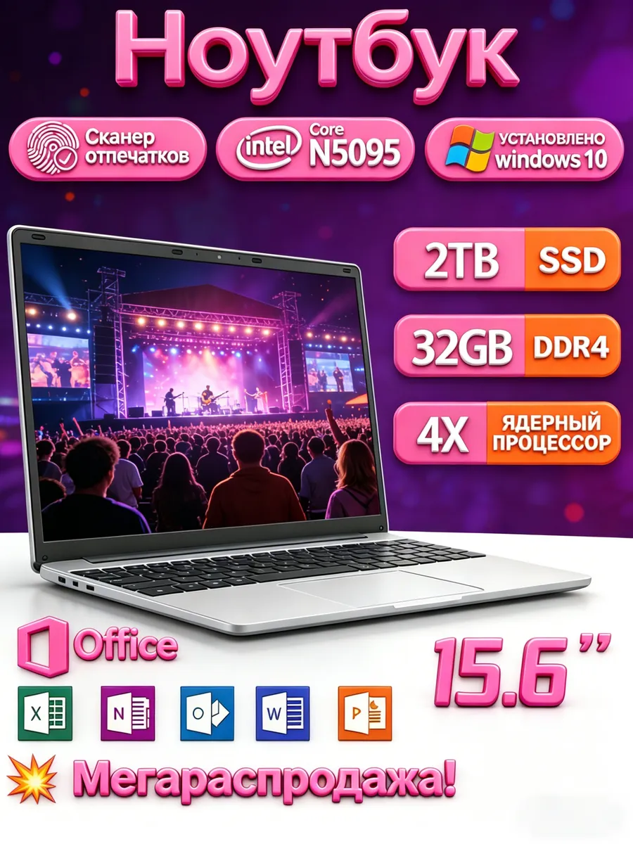 Ноутбук 32ГБ 2ТБ Intel SSD для офиса ультратонкий 966429958 купить в интернет‑магазине Wildberries