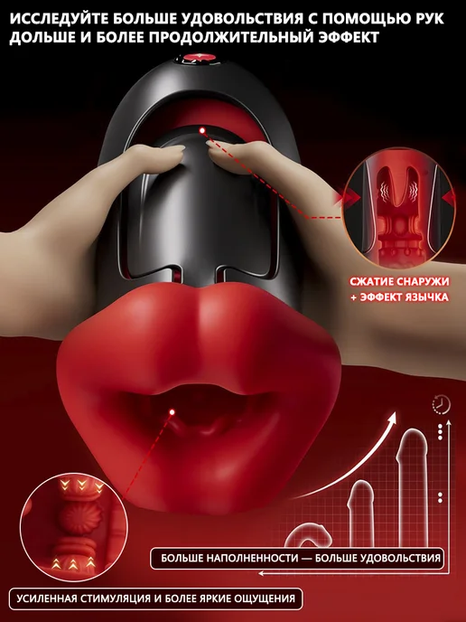 GPUNTO Автоматический мастурбатор вагина резиновая рот 18+, черный, фото 4