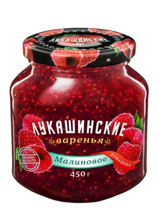Лукашинские Набор варенья Вишневое без косточки, Малиновое по 350 г, 350 г, фото 3