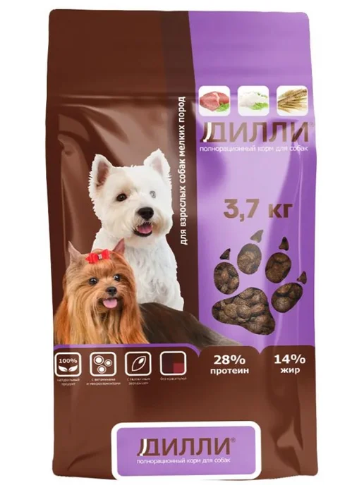 Сухой корм Диллии для собак, мелкие, 3,7 кг