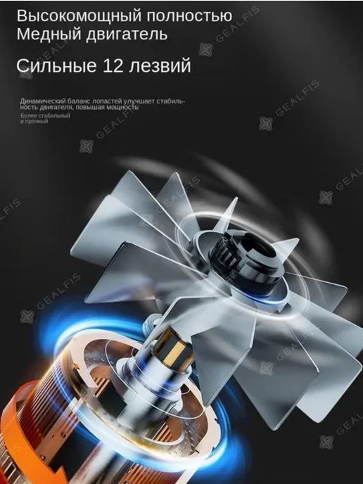 Бесщеточный турбинный фен 850 Вт, аккумуляторный, 850 Вт, фото 2