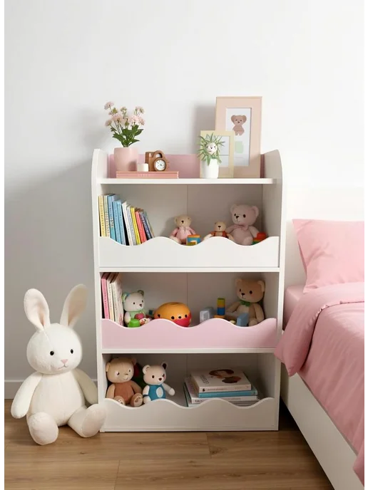 sitstep Детский стеллаж для книг и игрушек, Монтессори, серый, белый, фото 5