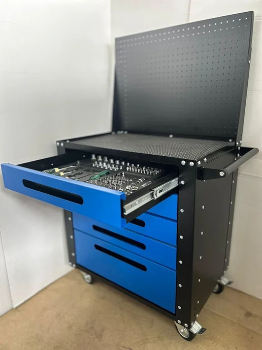 Тележка с инструментом RockForce 216 + экран, синий