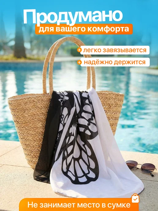 Парео пляжное туника, черный, фото 7