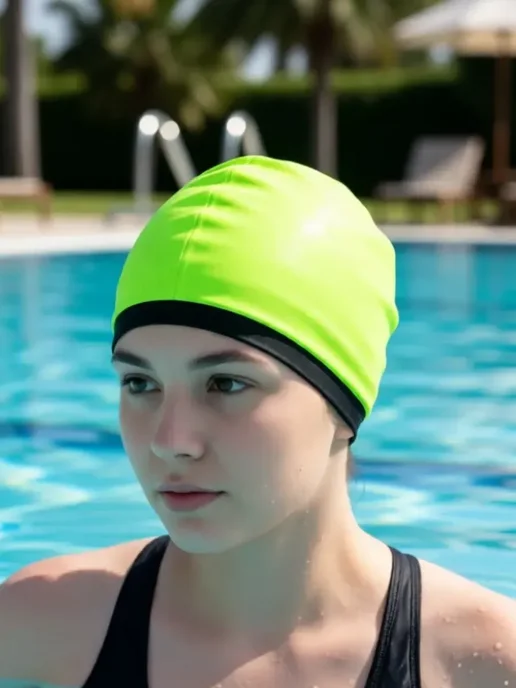 RS Reverans Swim Шапочка спортивная для плавания тканевая черный с салатовым, черный