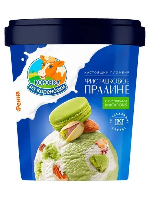 Коровка из Кореновки Мороженое Ведро Фисташковое пралине 300 грамм, вариант