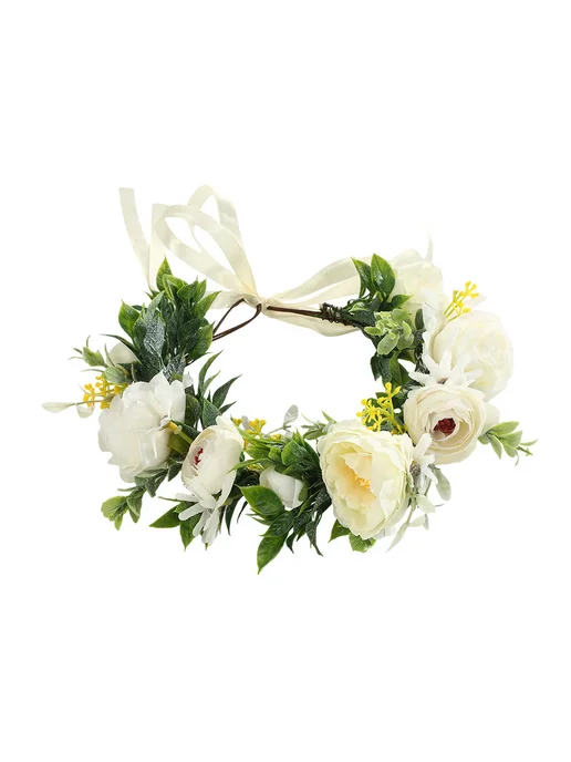 FireFoxDecor Венок на голову из цветов женский детский, белый, фото 3