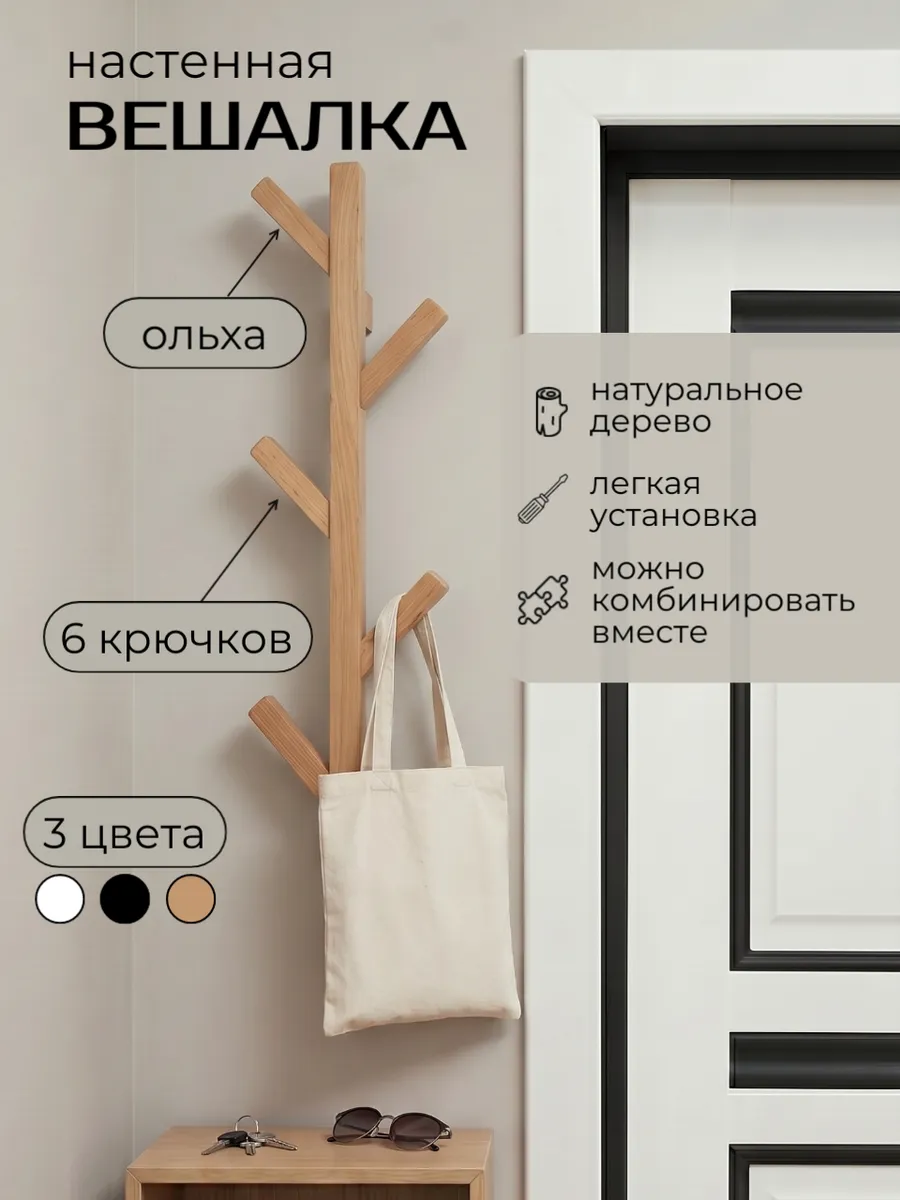 Вешалка настенная деревянная лофт