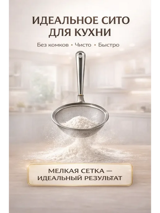 ВИИН 1 Сито кухонное металлическое с ручкой, серый, фото 2