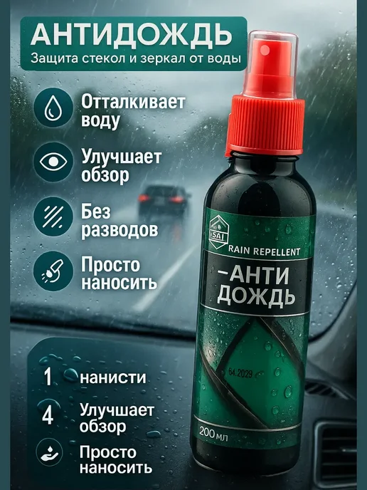 HASBY2 Антидождь для автомобиля 200 мл для чистого обзора, 200 мл, фото 2