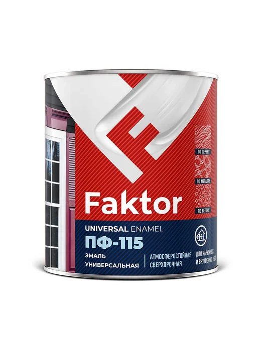 FAKTOR Россия Фактор ПФ-115 эмаль алкидная полуматовая (0,8кг) белый, 0,8 кг, красный, фото 2