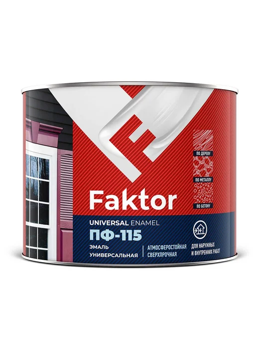 FAKTOR Россия Фактор ПФ-115 эмаль алкидная полуматовая (0,8кг) белый, 1,9 кг, синий, фото 2