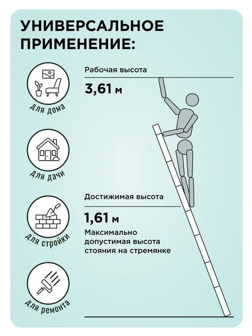 Лестница телескопическая алюминиевая 14 ступеней, серый, фото 2